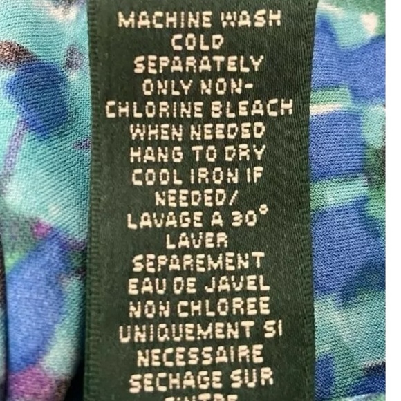 Ralph Lauren LRL Womens Blue Green Print Cap Sleeve Dress V Neck‎ size 4 - Picture 8 of 16